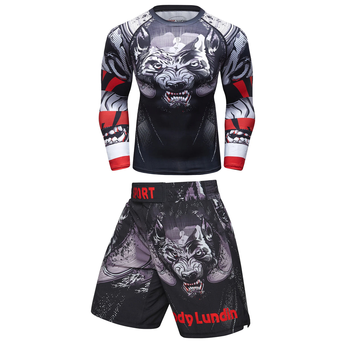 Set Sportivo 2 Pezzi BJJ / MMA – Rashguard + Shorts Muay Thai, Grappling, Boxe, Corsa e Palestra