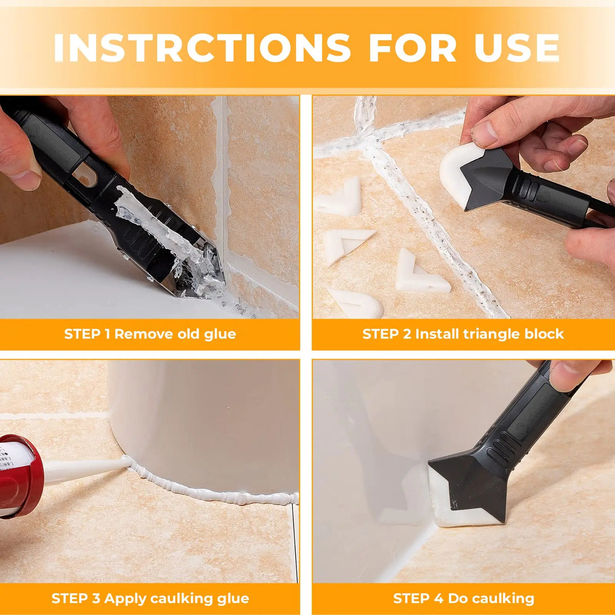 Kit Spatole per Silicone 5 in 1 – Raschietto, Finitore e Rimozione Silicone per Bagno, Cucina, Pavimenti e Finestre