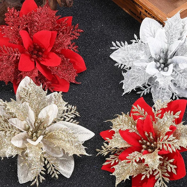 Stelle di Natale artificiali glitterate decorative