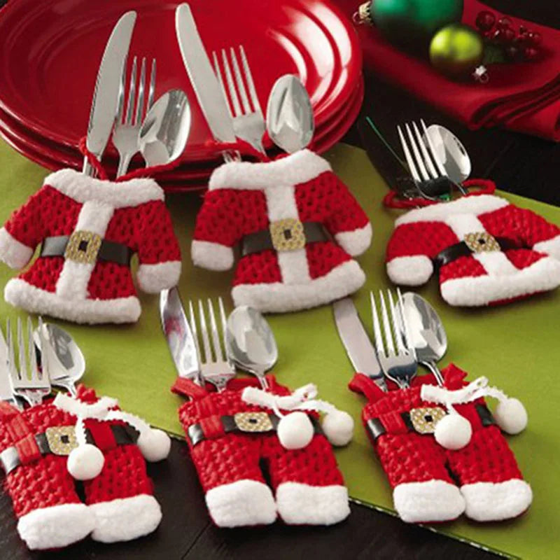 Set 6 portaposate natalizi a costume di Babbo Natale