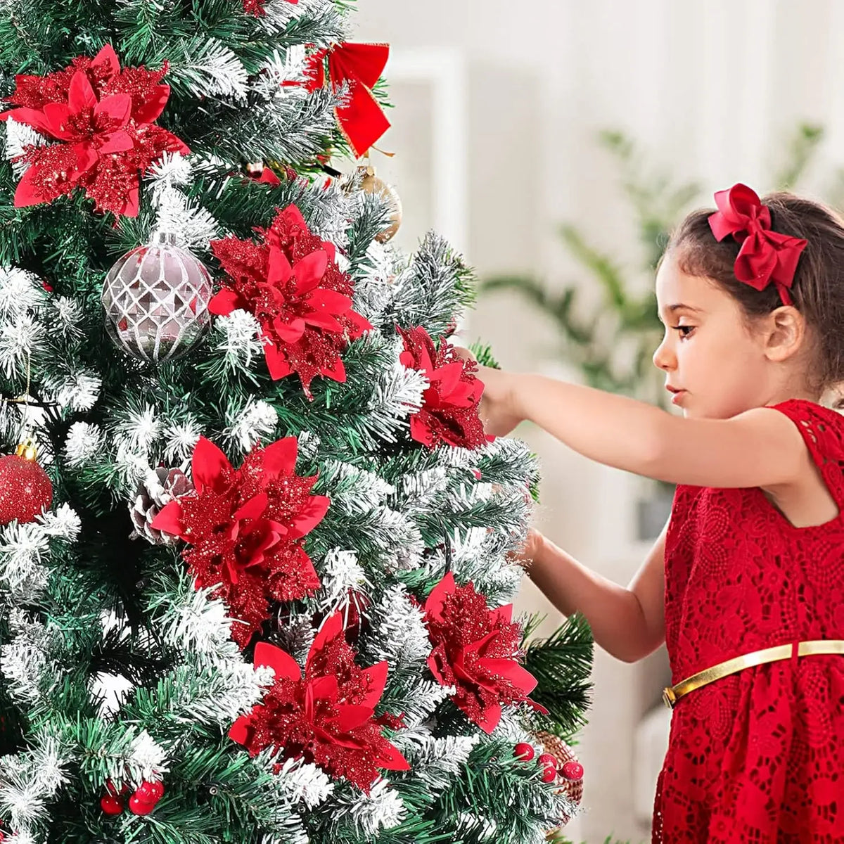 Stelle di Natale artificiali glitterate decorative
