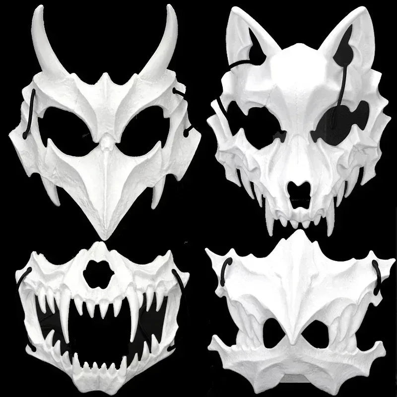 Maschera teschio demone con denti lunghi