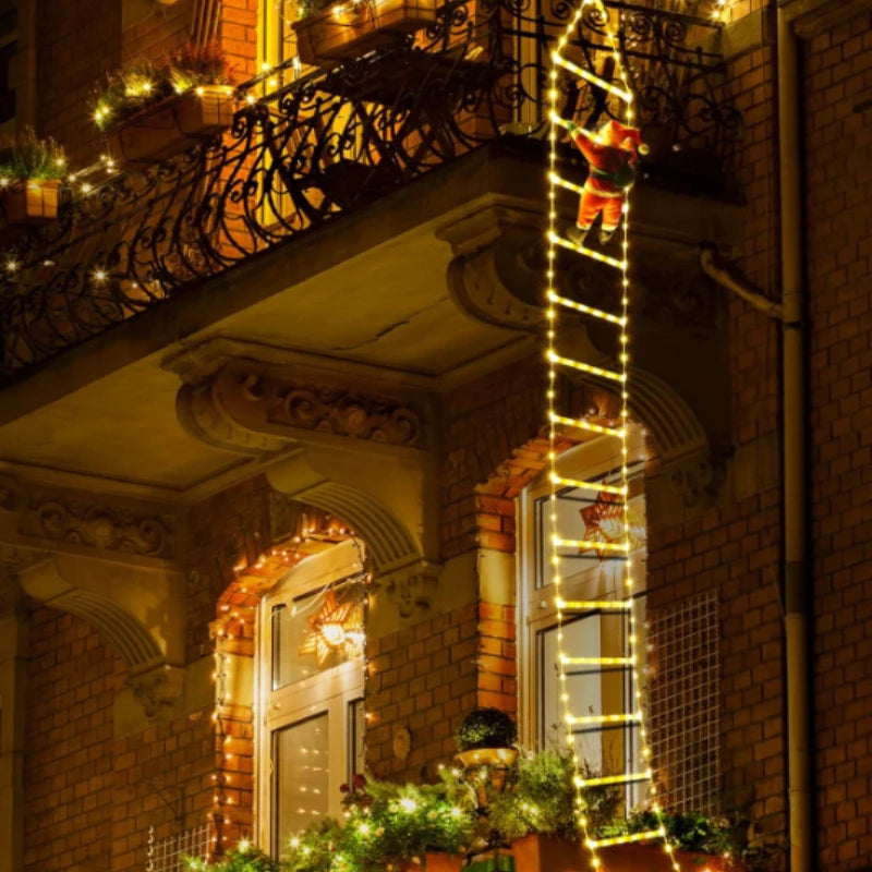 Babbo Natale luminoso su scala con LED
