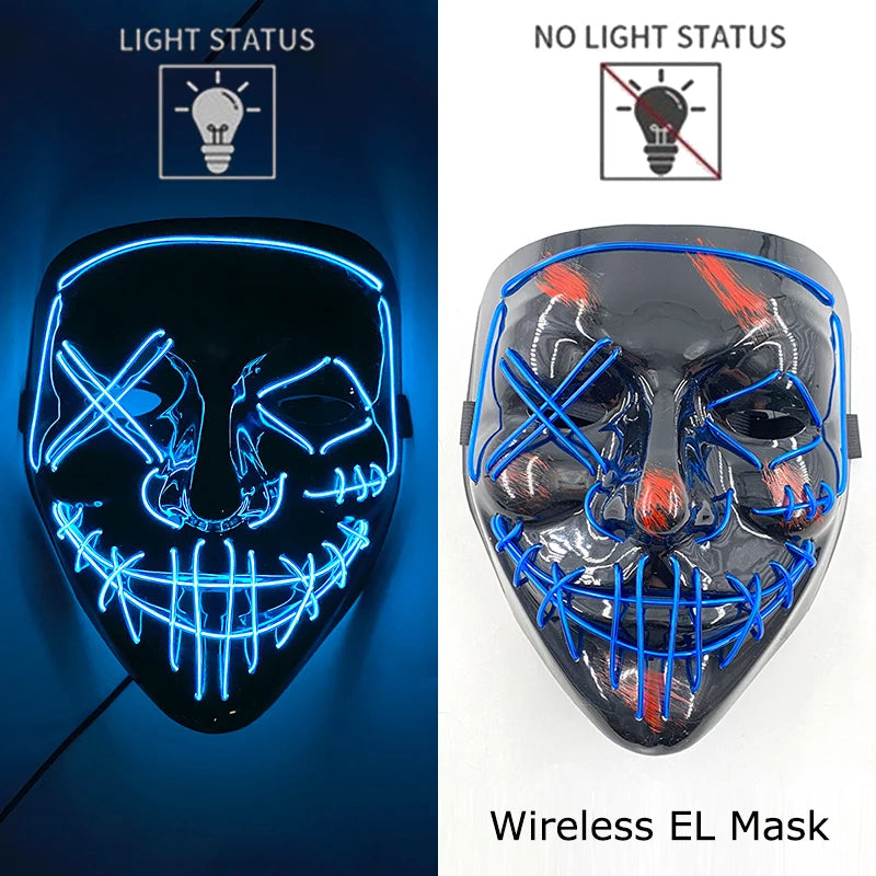 Maschera LED neon wireless luminosa per cosplay