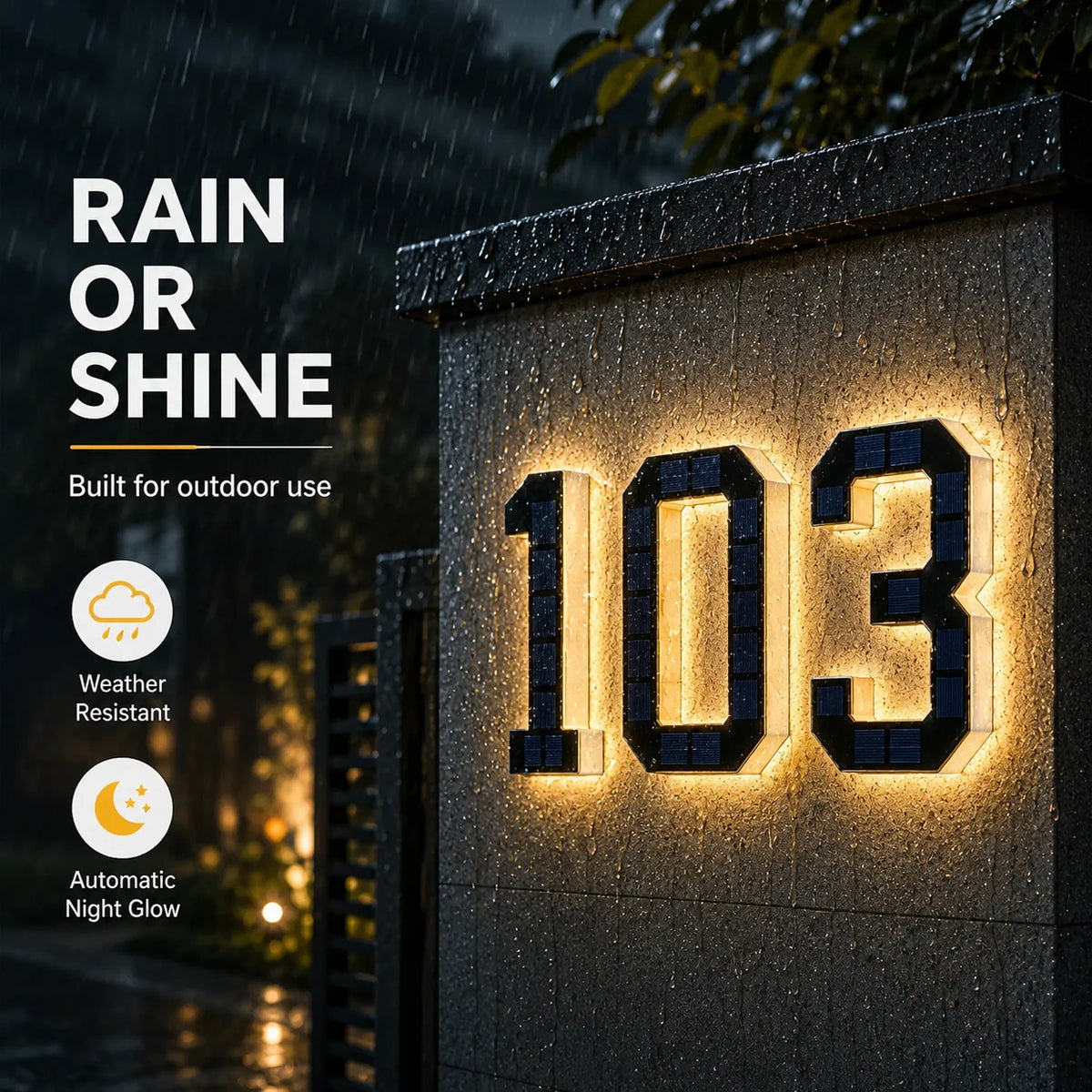 Numero civico solare LED impermeabile con sensore