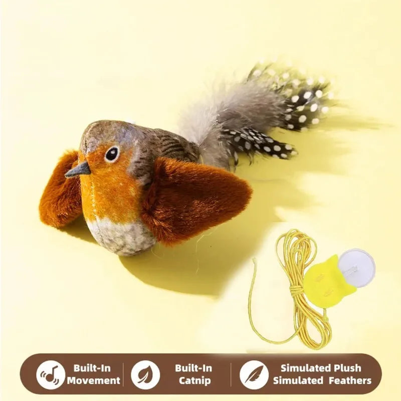 Giocattolo per Gatti con Suono di Uccello – Corda Elastica Antinoia, Resistente ai Graffi (1-3 pz)
