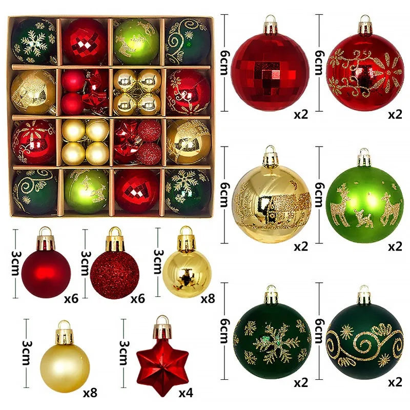 Set 44 palline di Natale da 3-6 cm