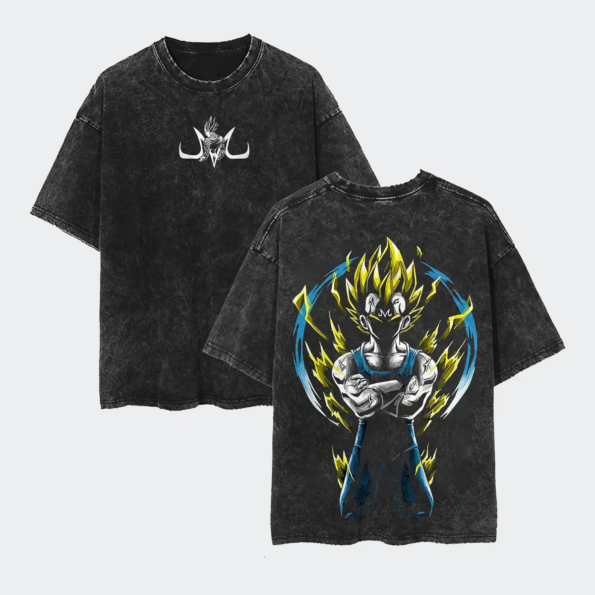 T-Shirt Dragon Ball Cosplay – Goku & Vegeta | Oversize Washed, Cotone, Anime Harajuku Streetwear Uomo