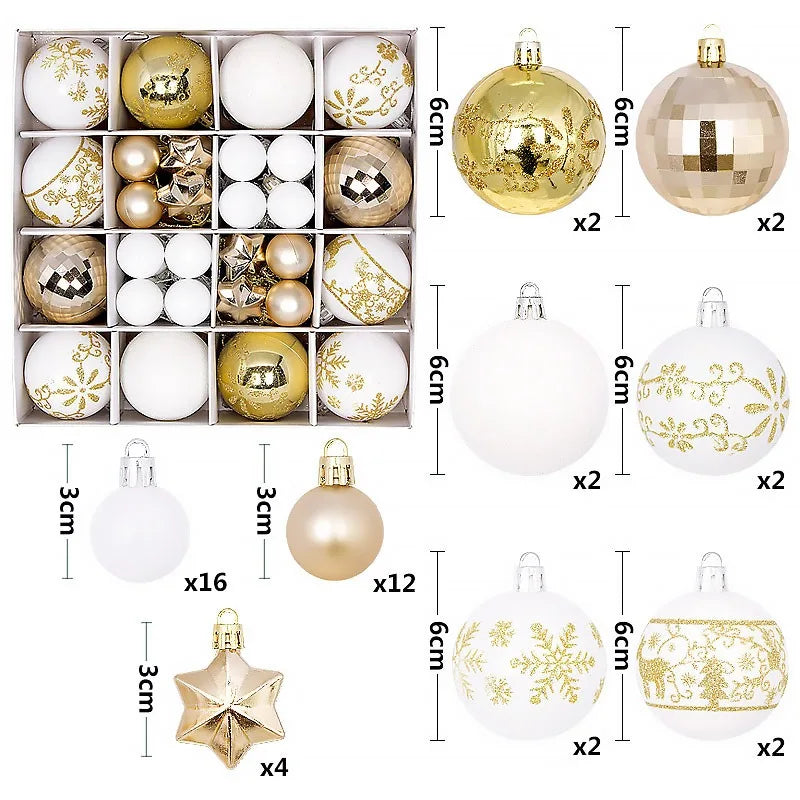 Set 44 palline di Natale da 3-6 cm