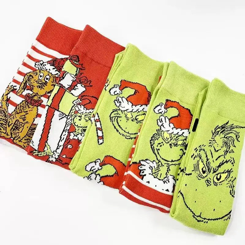 Set 4 paia di calze alte cartoon in cotone