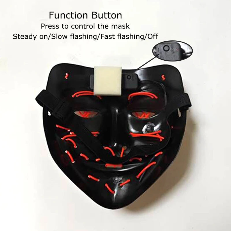 Maschera LED neon wireless luminosa per cosplay