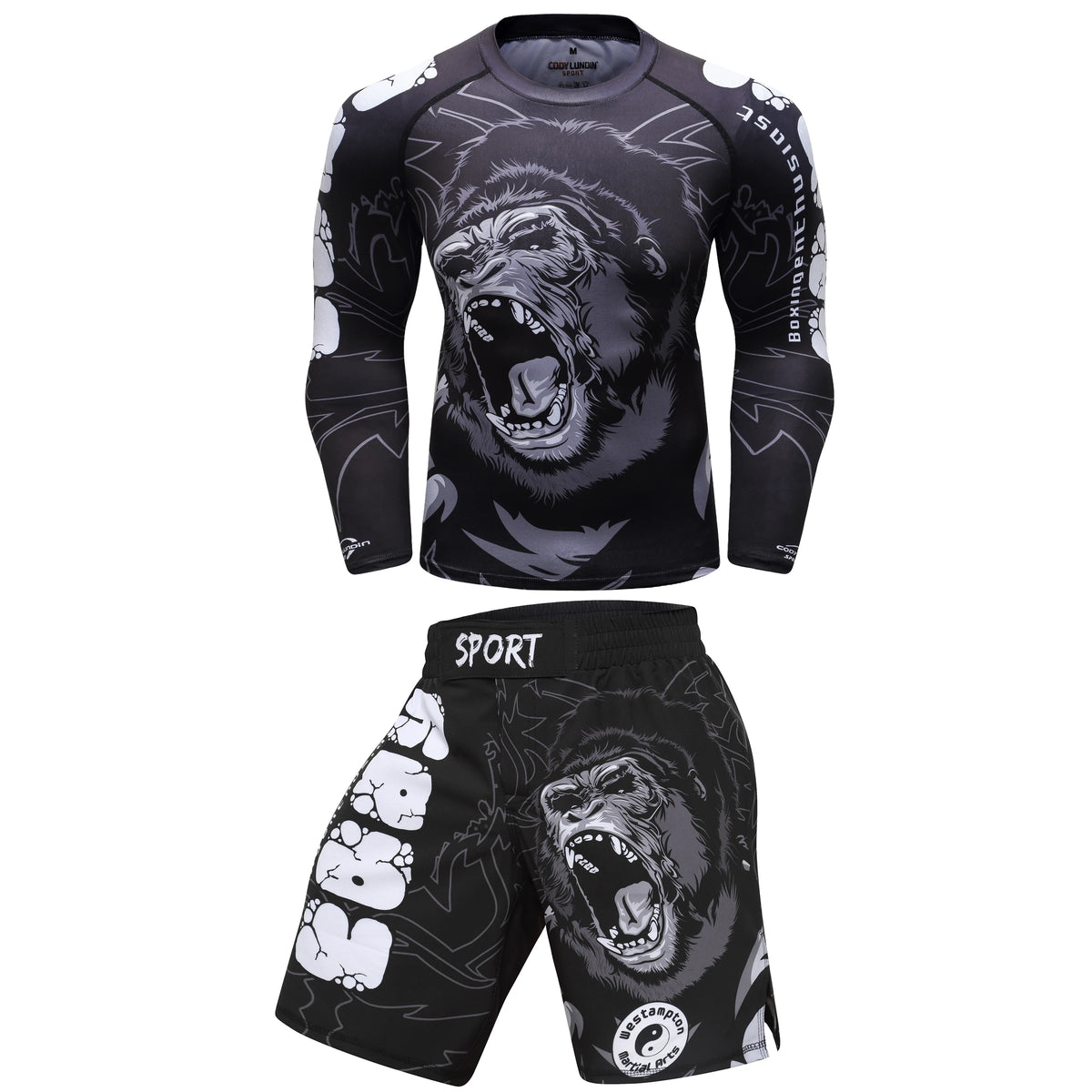 Set Sportivo 2 Pezzi BJJ / MMA – Rashguard + Shorts Muay Thai, Grappling, Boxe, Corsa e Palestra