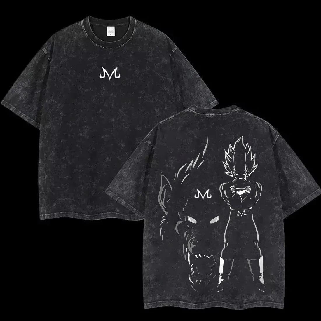 T-Shirt Dragon Ball Cosplay – Goku & Vegeta | Oversize Washed, Cotone, Anime Harajuku Streetwear Uomo
