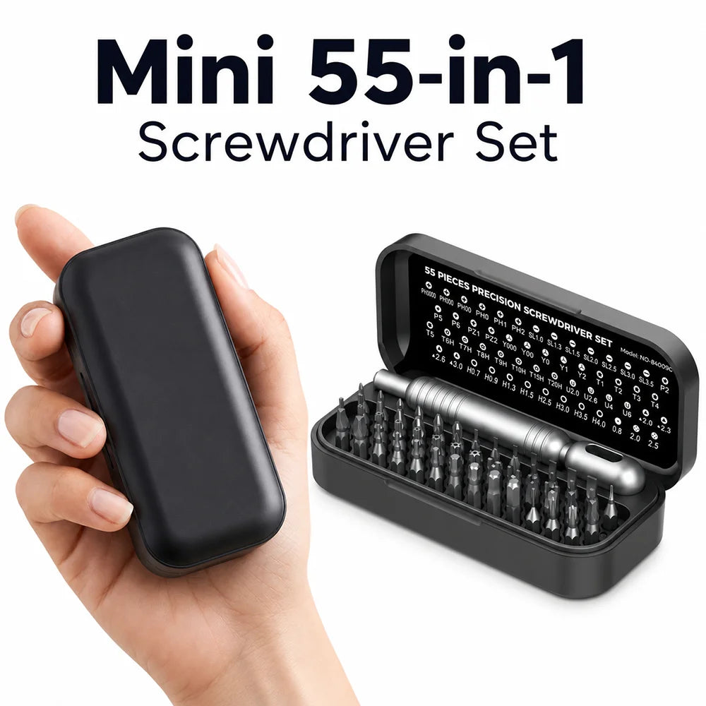 Kit Cacciaviti di Precisione 55 in 1 Magnetici – Riparazione Elettronica, Telefono, Laptop, Orologi, Fai da Te