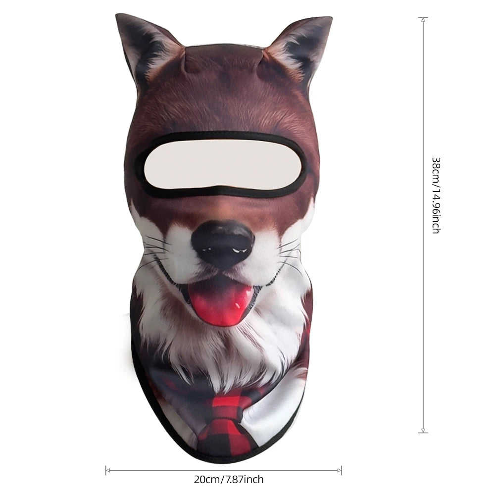 Passamontagna 3D Animali – Maschera Integrale per Moto, Bici, Sci, Protezione UV Collo e Viso
