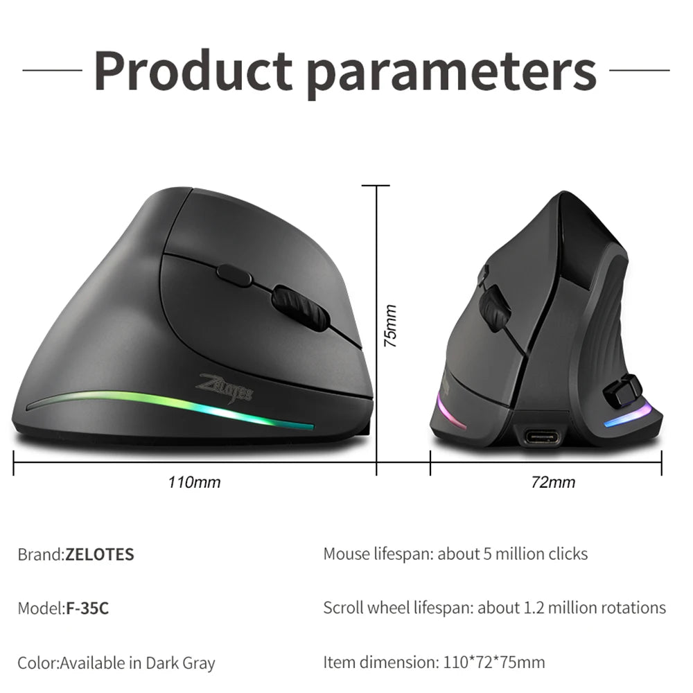 Mouse verticale ergonomico Lefon F35 ricaricabile