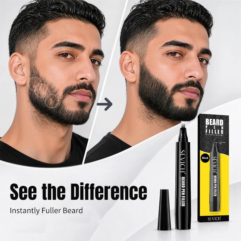 SEVICH Penna Colorante Barba Waterproof – Filler Infoltente con Fibre, Effetto Naturale Tutto il Giorno