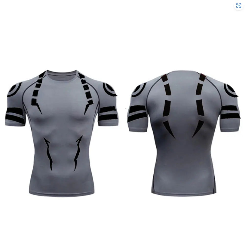 Set Compressione Anime Jujutsu Kaisen – Maglia 3D + Shorts da Palestra, Asciugatura Rapida, per Uomo