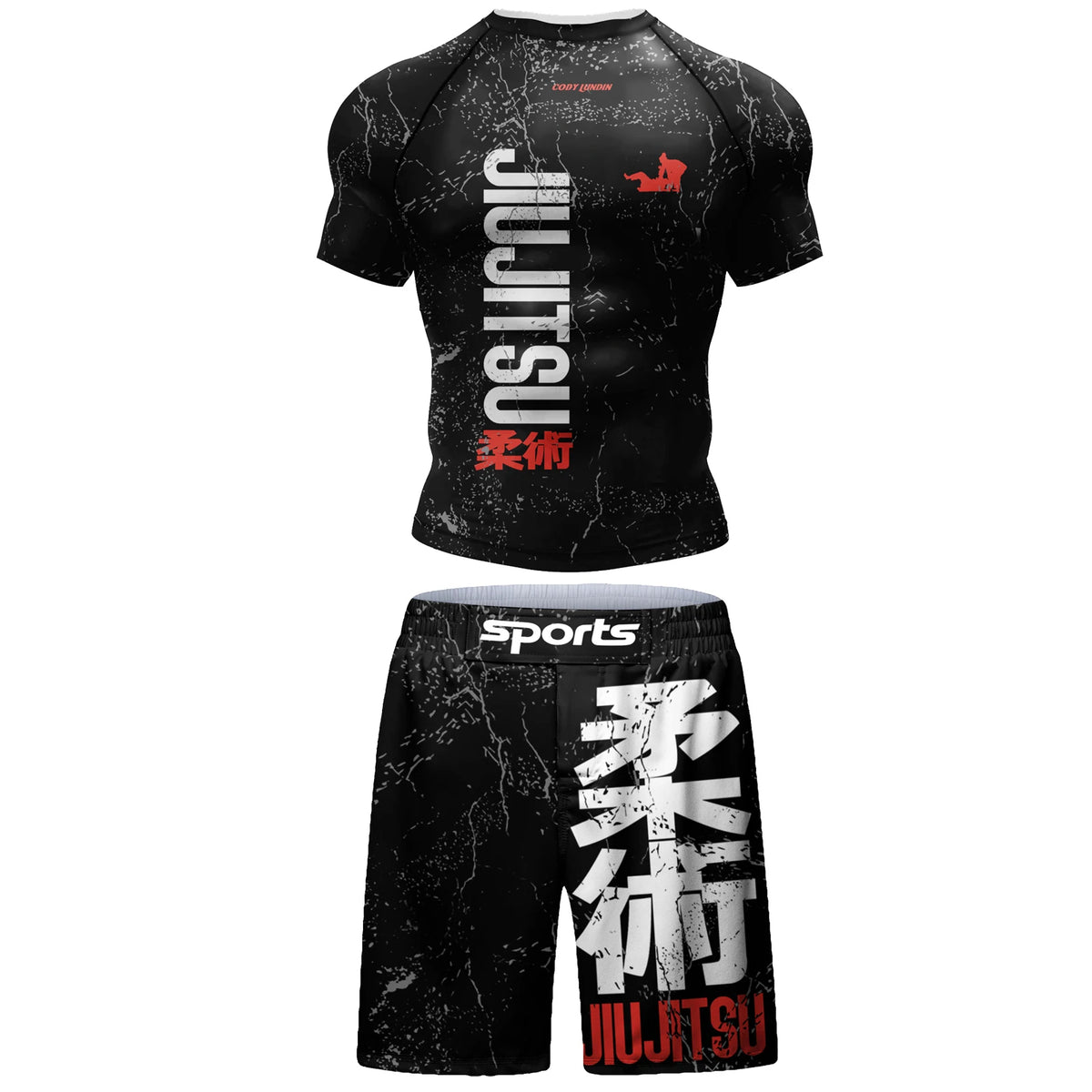Set Sportivo 2 Pezzi BJJ / MMA – Rashguard + Shorts Muay Thai, Grappling, Boxe, Corsa e Palestra