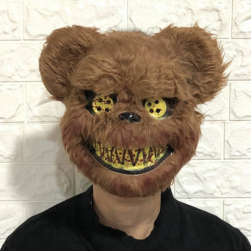 Maschera peluche Halloween con coniglio e orso