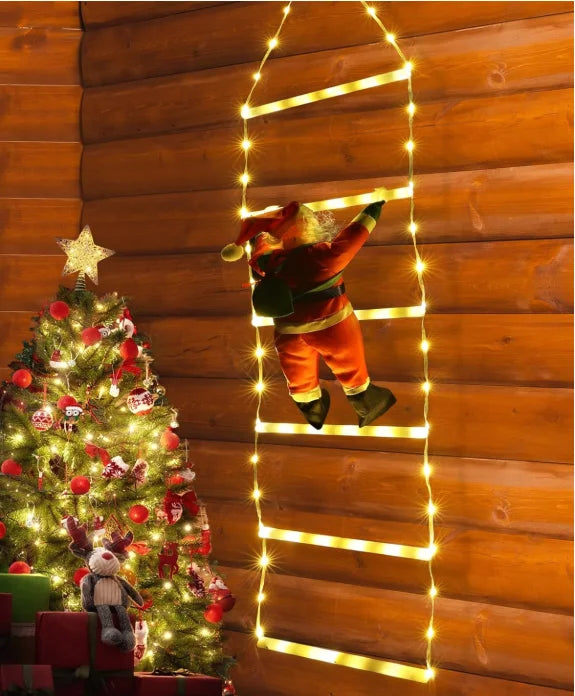Babbo Natale luminoso su scala con LED