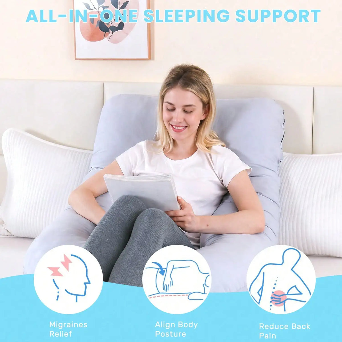 Cuscino Gravidanza a Forma di G – Tessuto Fresco e Traspirante, Supporto Maternità per Dormire su un Fianco, Allattamento e Recupero Post-Parto