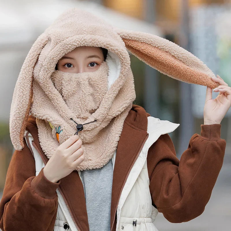 Copricasco da Sci con Orecchie da Coniglio – Passamontagna 3 in 1 Invernale, Maschera e Sciarpa, Caldo e Kawaii