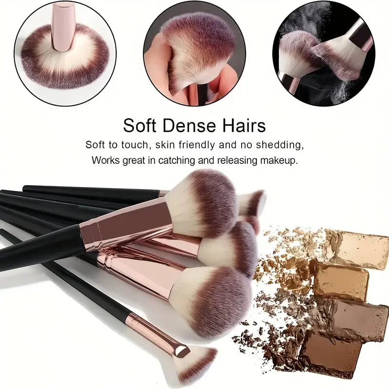 Set Pennelli Make-up Professionali – 3/10/15/18/20 pz, Setole Morbide, Fondotinta, Occhi, Blush e Contouring + Spugnetta Opzionale