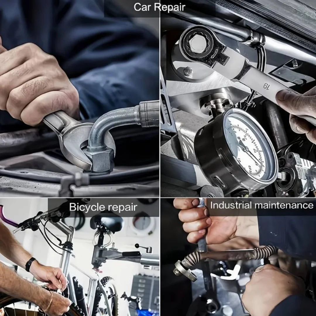 Set 12 Chiavi Combinate in Acciaio Cromo-Vanadio con 10 Chiavi Esagonali e 2 Chiavi Aggiuntive – Kit Professionale per Auto e Moto