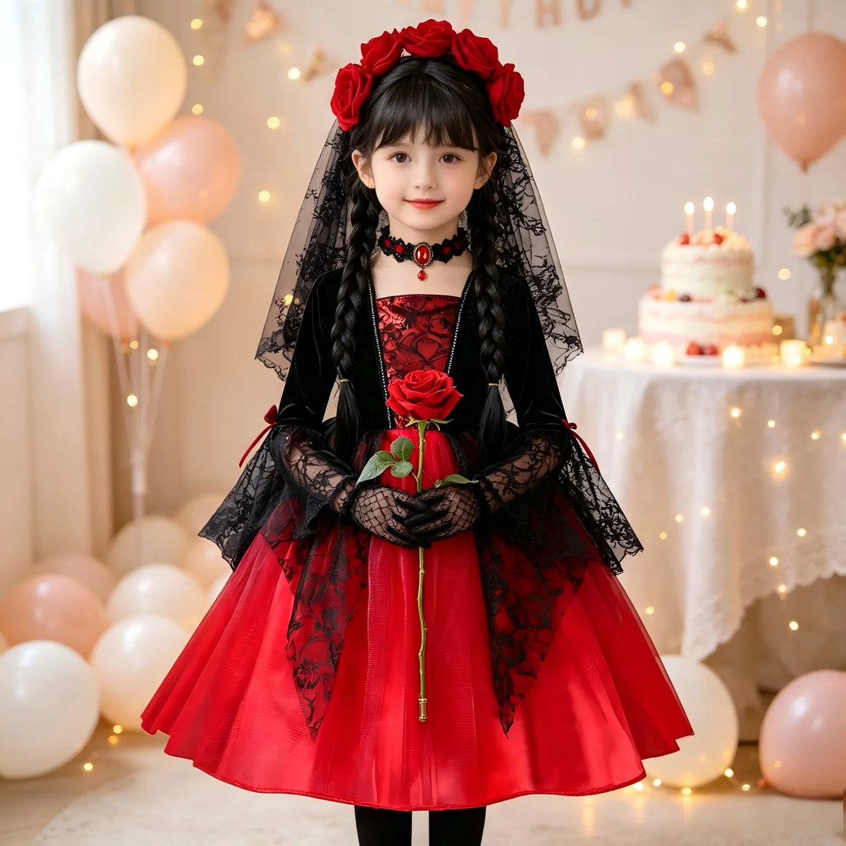 Costume bambina sposa fantasma e vampira per Halloween