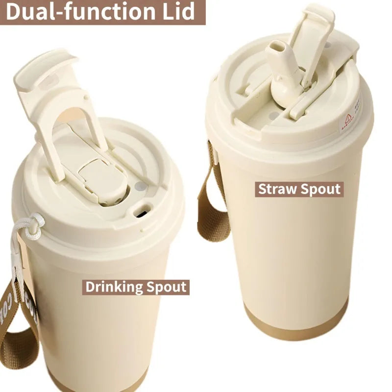 Tazza Termica in Ceramica 530 ml – Thermos in Acciaio Inox a Doppia Parete, Mug da Viaggio per Caffè