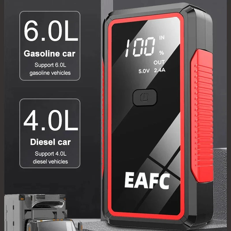 EAFC Avviatore di Emergenza Auto 2000A / 600A – Power Bank Portatile, Booster Batteria 12V per Diesel e Benzina