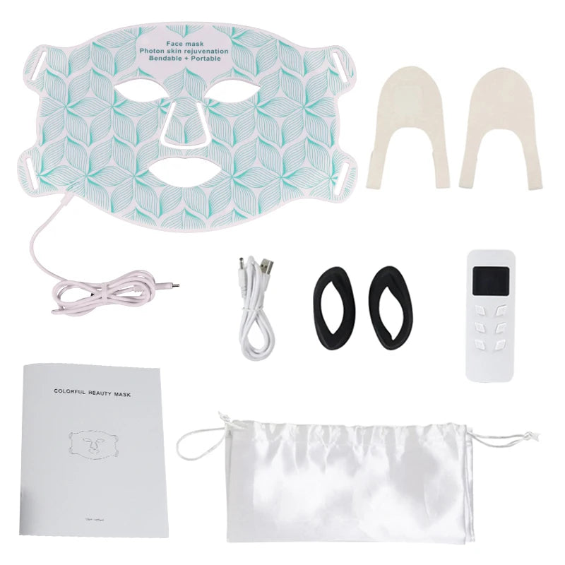 Maschera LED 8 Colori Viso e Collo – Terapia Luce Rossa e Infrarossi | Anti-Età, Acne, Sebo, Schiarente