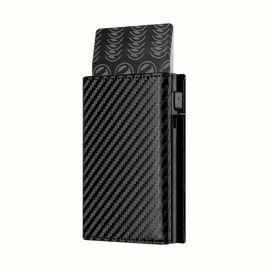 Portafoglio Uomo con Portamonete a Zip – Porta Carte Pop-Up Automatico, Blocco RFID, Design Minimalista
