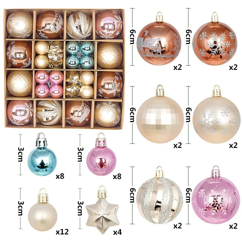 Set 44 palline di Natale da 3-6 cm