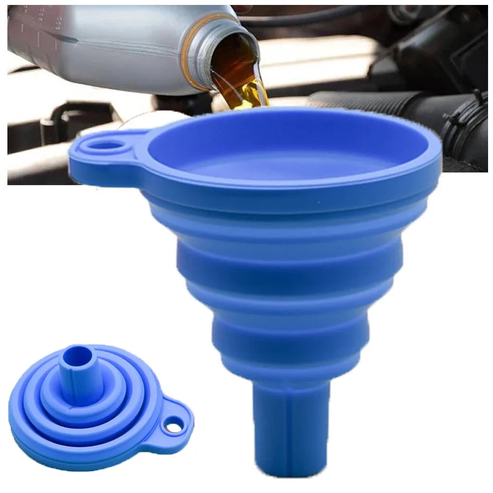 Imbuto Universale Pieghevole in Silicone per Auto – Per Olio Motore, Carburante, Liquidi – Compatto e Resistente al Calore