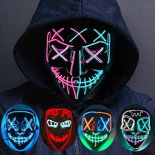 Maschera LED neon wireless luminosa per cosplay