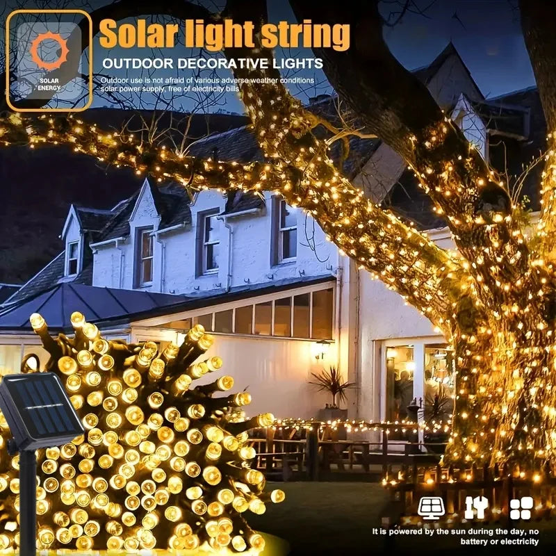Catena luminosa solare LED impermeabile