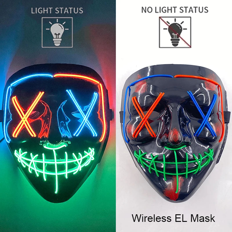 Maschera LED neon wireless luminosa per cosplay