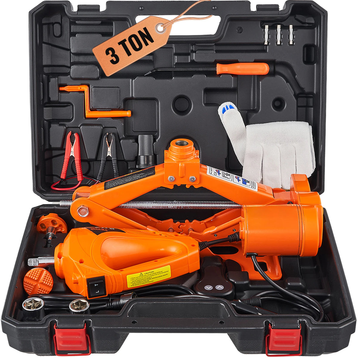 SucceBuy Crick Elettrico a Forbice 3 Ton con Avvitatore ad Impatto 12V – Portatile per SUV, Furgoni e Cambio Gomme