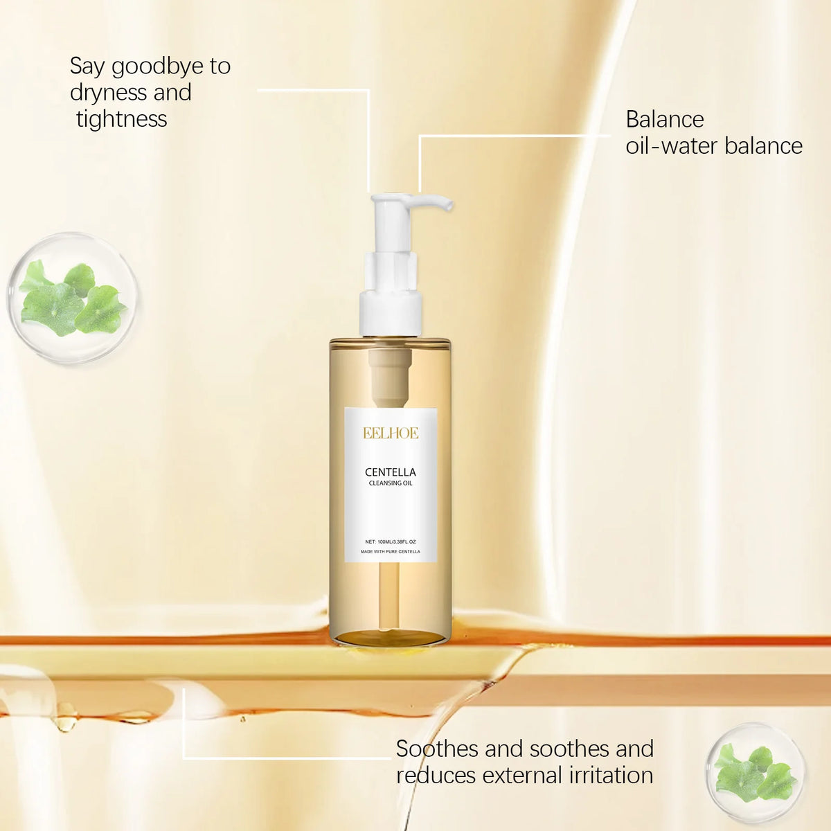 Olio Detergente Struccante alla Centella Asiatica – 100ml, Pori Puliti, Idratante, Leggero e Delicato, Skincare Coreana