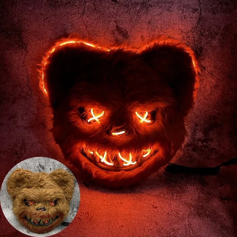Maschera LED Halloween con coniglio e orso