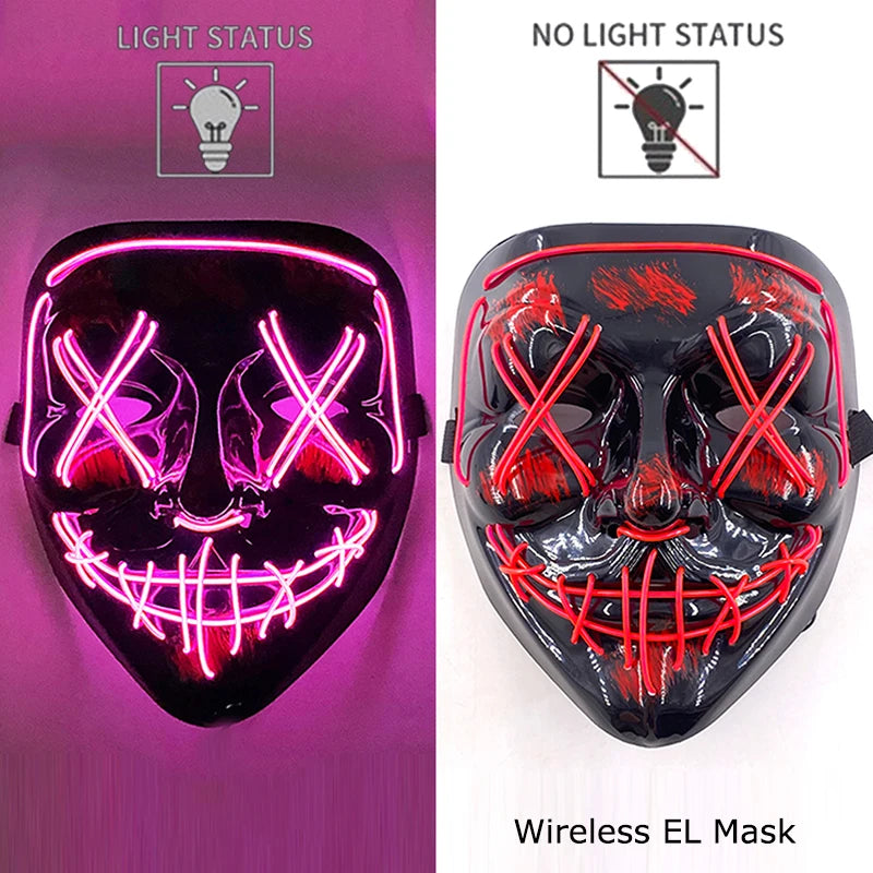 Maschera LED neon wireless luminosa per cosplay