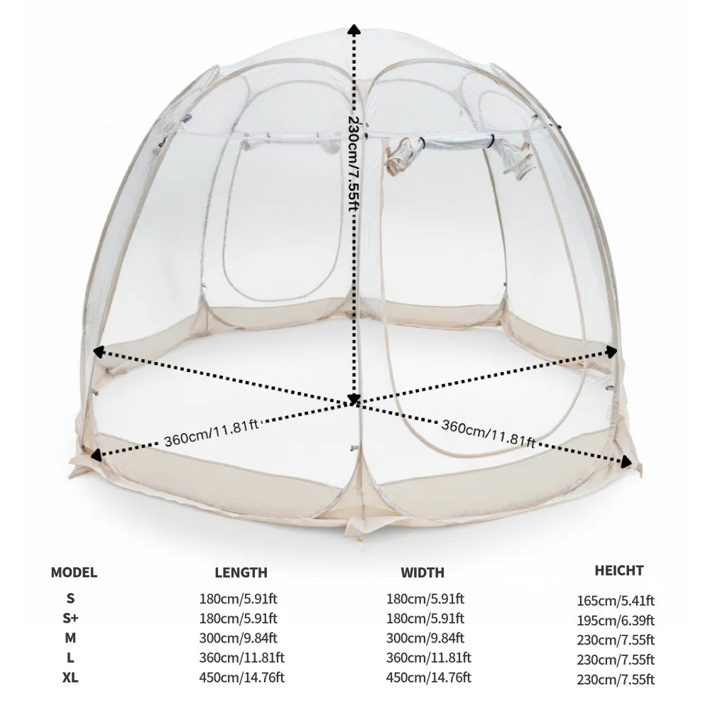 Tenda Bolla Igloo Pop-Up Istantanea – Impermeabile, Extralarge, Protezione dal Freddo per Camping, Patio e Giardino