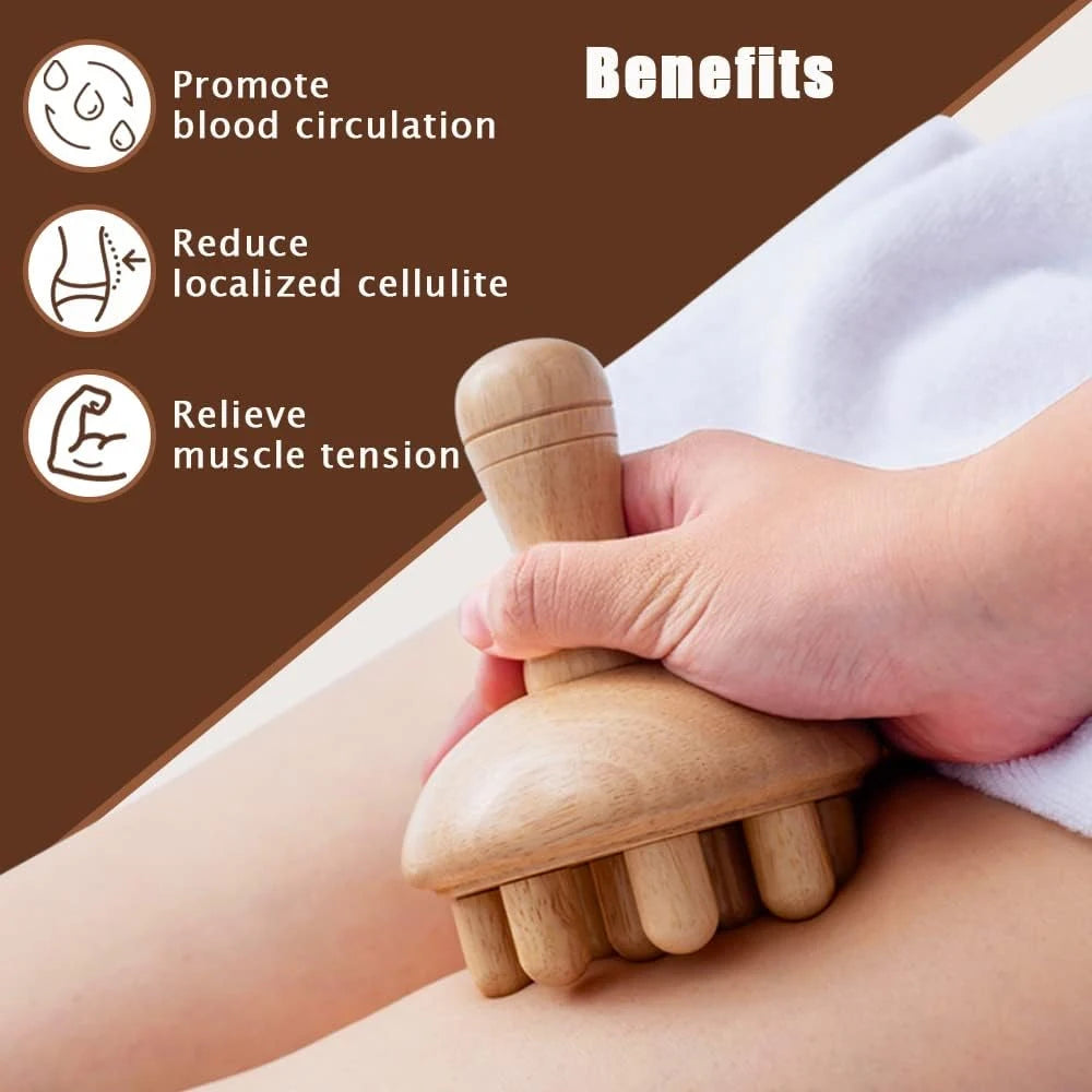 Massaggiatore a Fungo in Legno JOMMJO – Drenaggio Linfatico e Anti-Cellulite per Tutto il Corpo