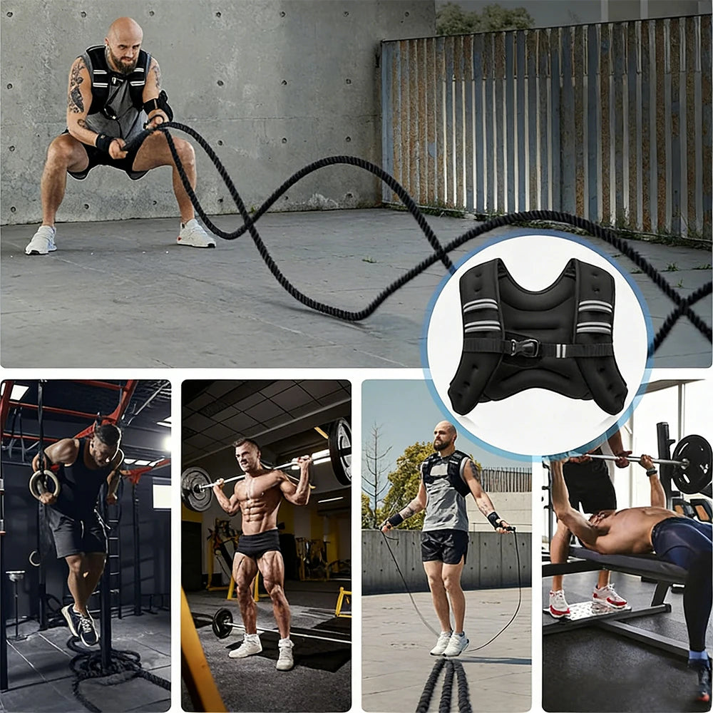 Gilet Zavorrato 12 lb (5.4 kg) con Cinghia Regolabile, Tasche e Strisce Riflettenti – per Yoga, Jogging, Pesi e Allenamento