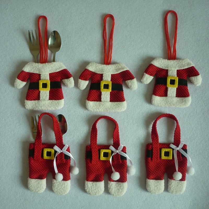 Set 6 portaposate natalizi a costume di Babbo Natale