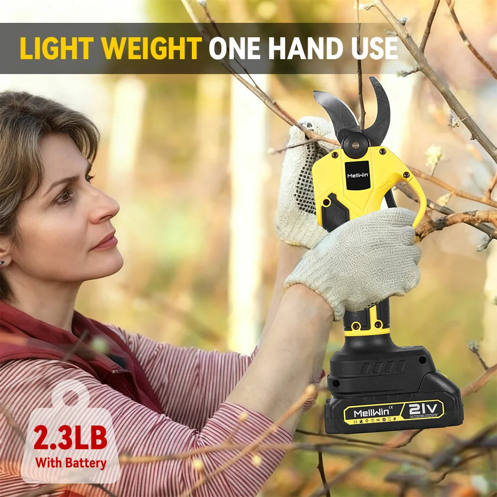 Cesoie Elettriche da Potatura MELLWIN Brushless 32mm Cordless – Per Giardino, Alberi da Frutto e Vigneti | Compatibile Batteria Makita 18V