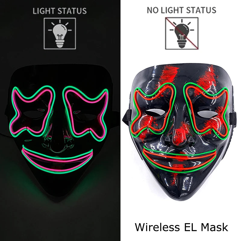 Maschera LED neon wireless luminosa per cosplay