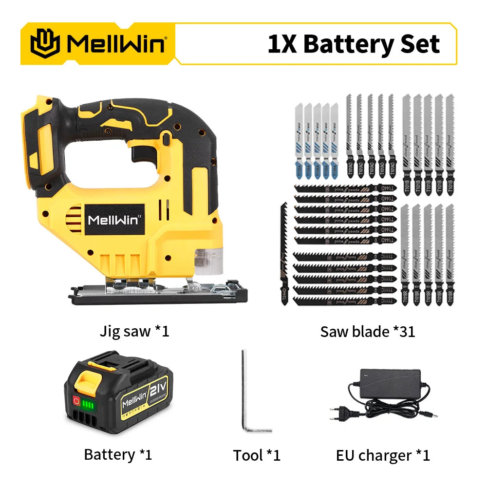 Seghetto Alternativo Elettrico MELLWIN 3500 RPM – Senza Fili con 31 Lame, 3 Velocità
